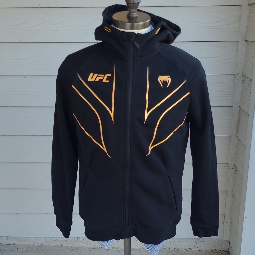 UFC VENUM‎ Black Gold Free Palestine Cotton Blend Mens M Full Zip Sweater Jacket